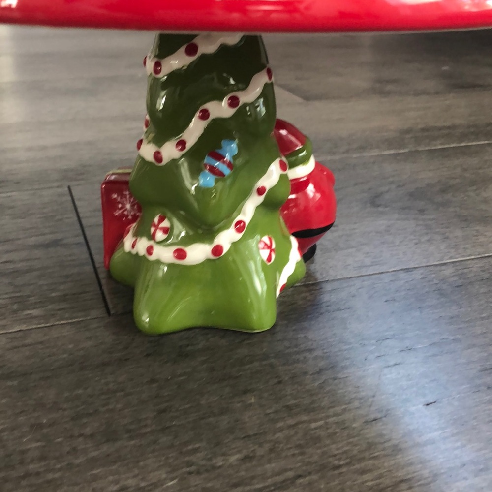Ceramic Holiday Christmas Cake Plate Stand - Picture 8 of 8